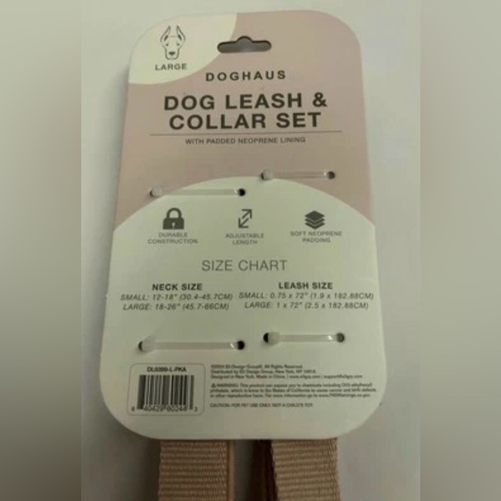New Doghaus Leash and Collar Set 2 Pack Size Large with Padded Neoprene Lining - Picture 14 of 16